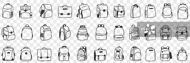 休闲背包配饰涂鸦套装图片素材