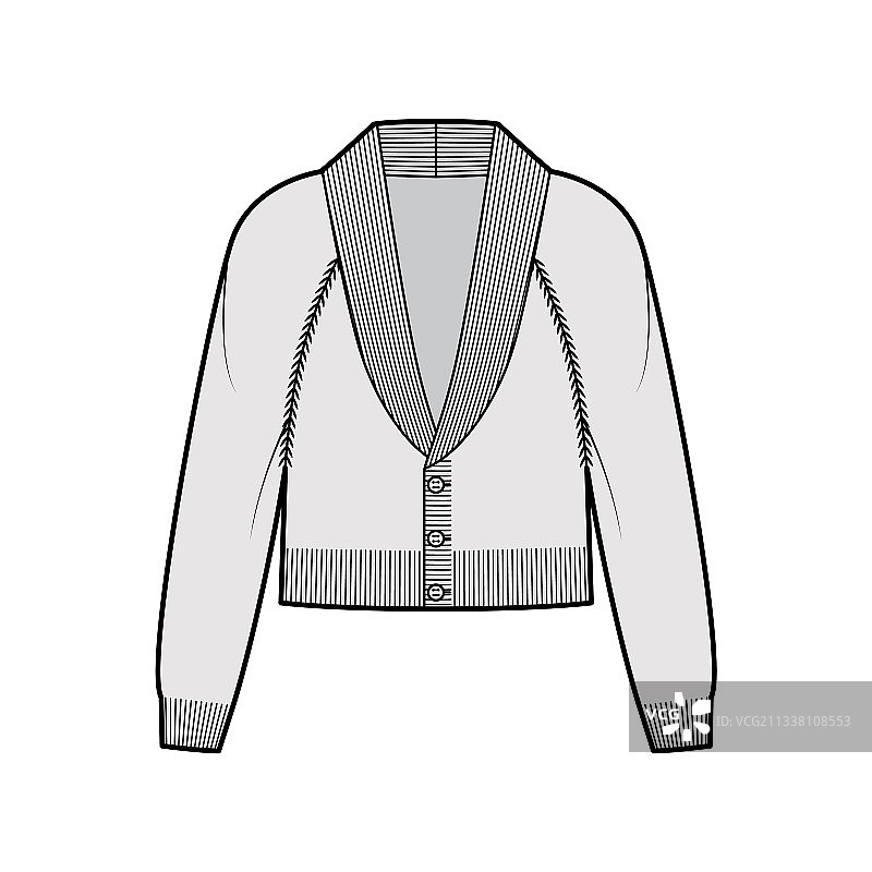 短款开衫披肩领毛衣图片素材