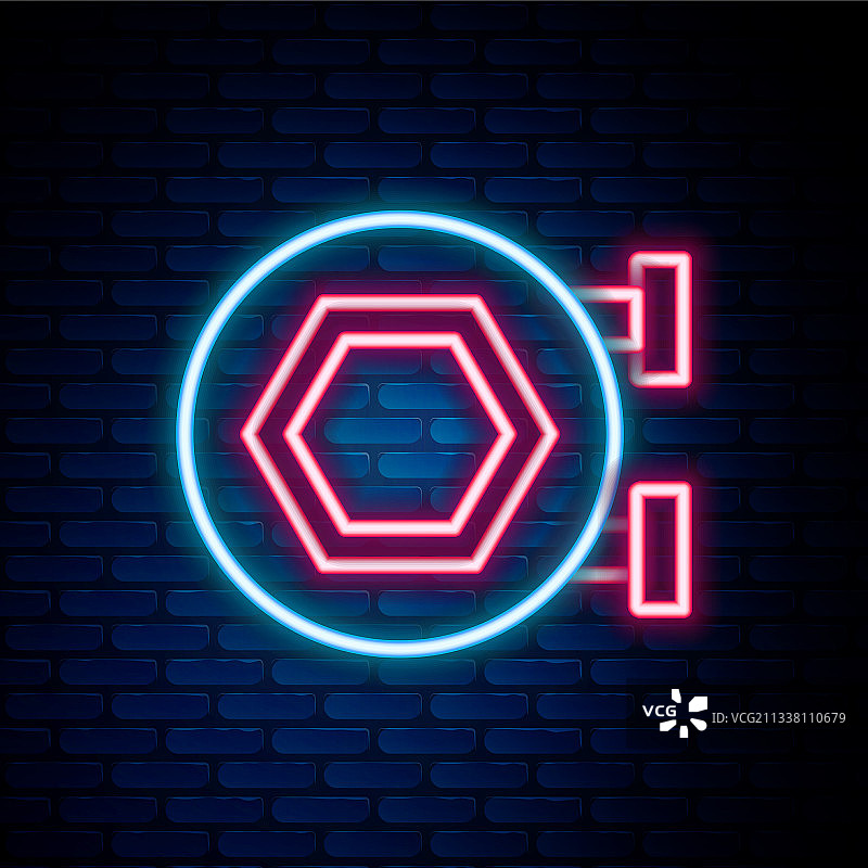 发光的霓虹灯线悬挂的蜂窝标志图片素材