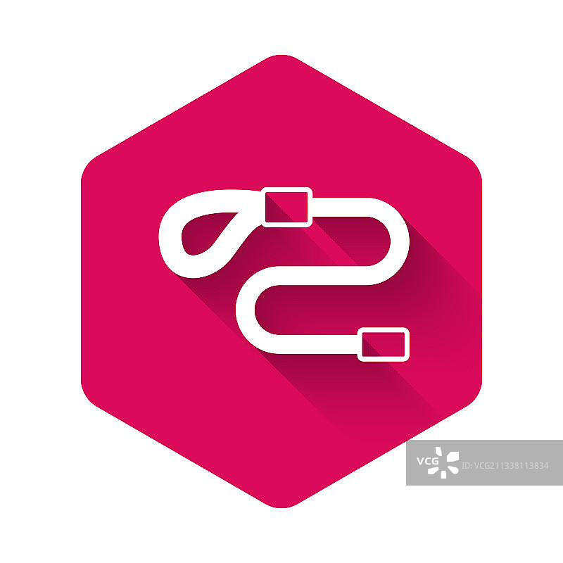 白色伸缩绳牵引带，带登山扣图标图片素材