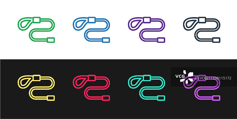 带登山扣的绳索皮带线性图标图片素材