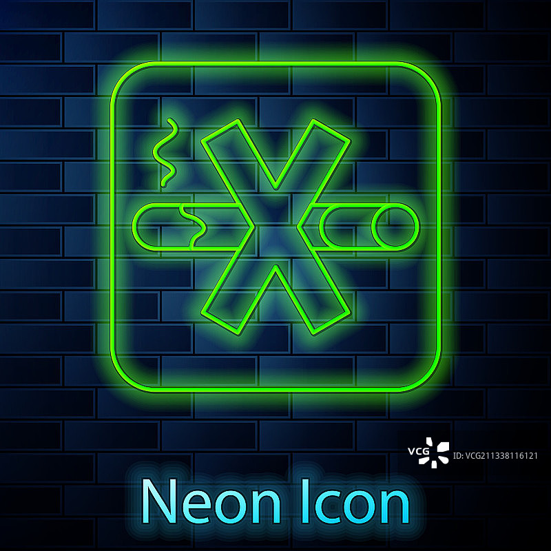 发光霓虹灯禁止吸烟图标图片素材