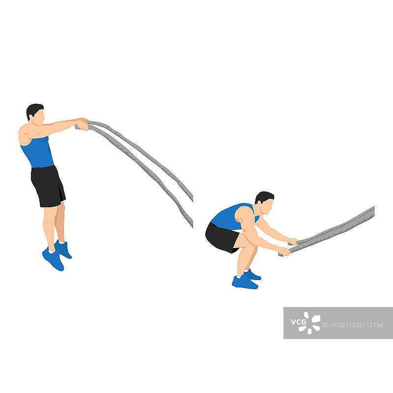 男人做战绳双臂猛击运动图片素材