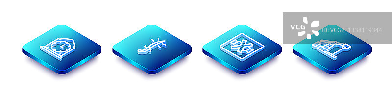 2.5D线条时钟、阿拉伯弯刀元素图片素材