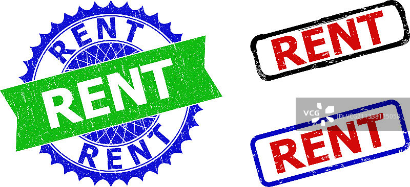 带双色水印的租赁花饰和矩形图片素材