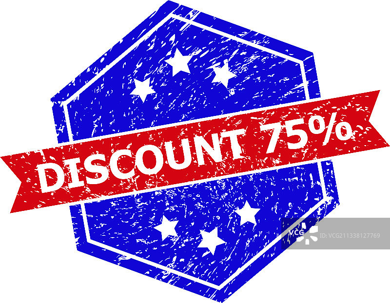双色六边形75%折扣橡胶印章图片素材