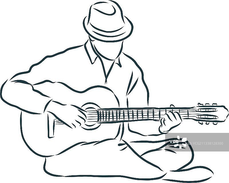 连续线条吉他乐器图片素材