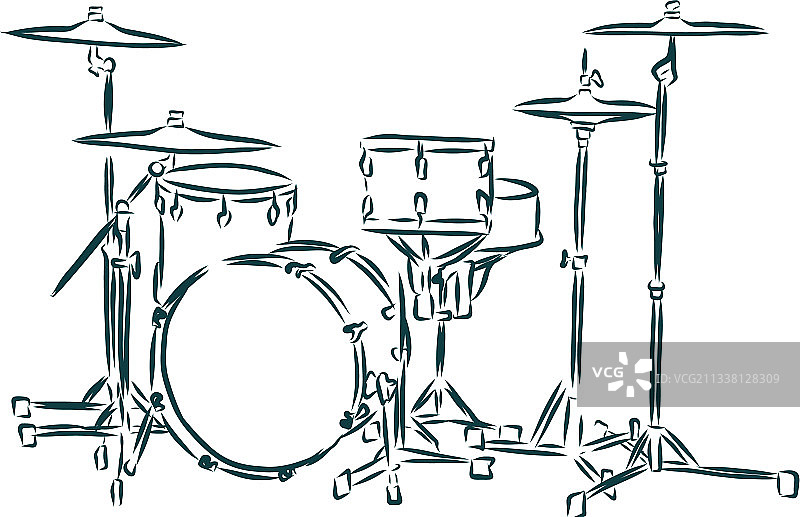 现代打击乐器手绘鼓组图片素材