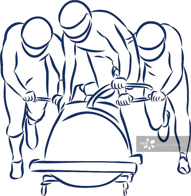 展示了一位雪橇运动员分散汽车雪橇图片素材