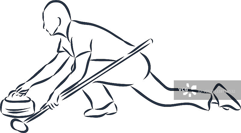 白色背景上的冰壶运动员图片素材