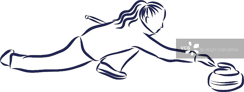 白色背景上的冰壶运动员图片素材