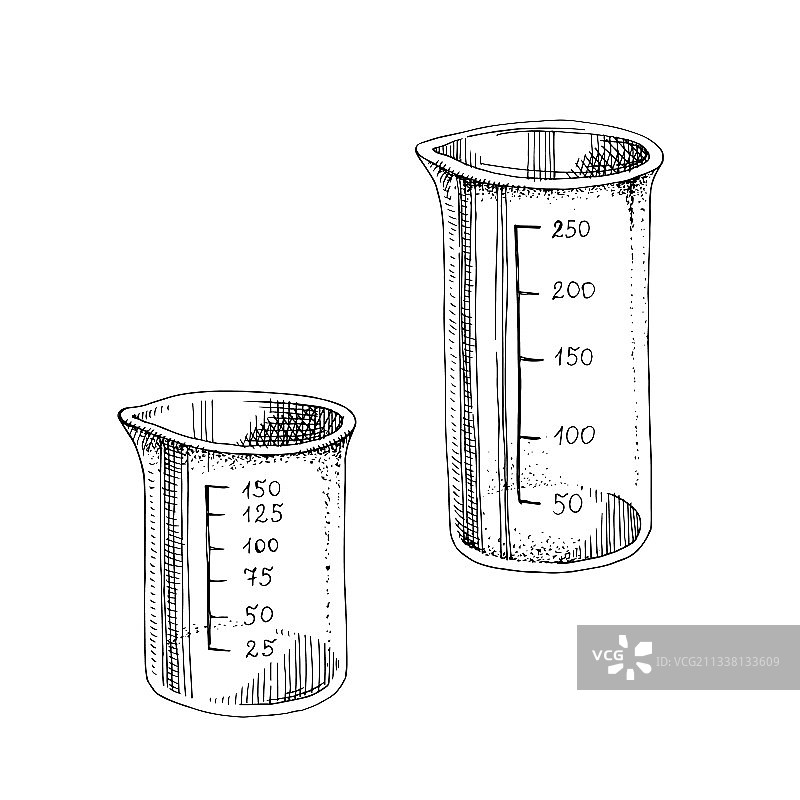 白色背景下的量杯图片素材