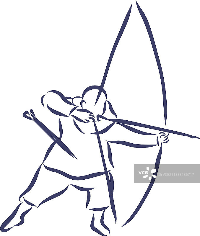 手绘涂鸦运动射箭草图图片素材