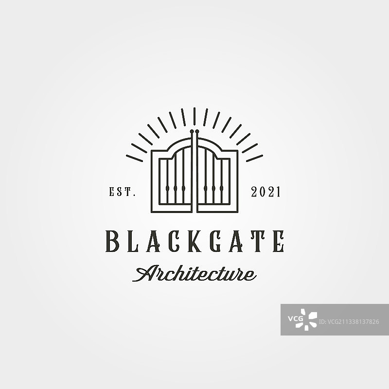 复古弯曲大门logo设计线条艺术风格图片素材