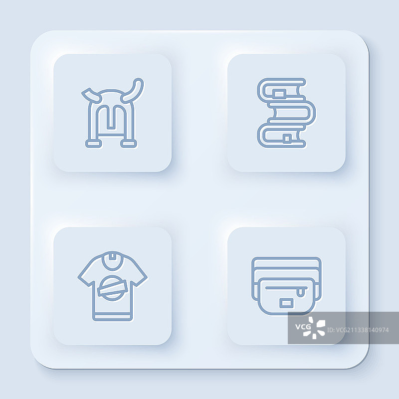 维京人主题线稿合集：角盔、书籍和T恤图片素材