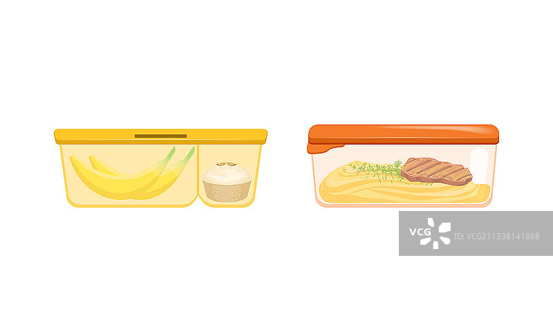 含食物的塑料容器：午餐盒图片素材