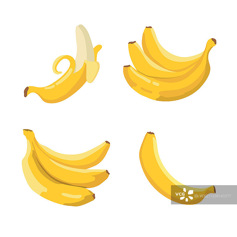 夏季香蕉组合（白色背景）图片素材