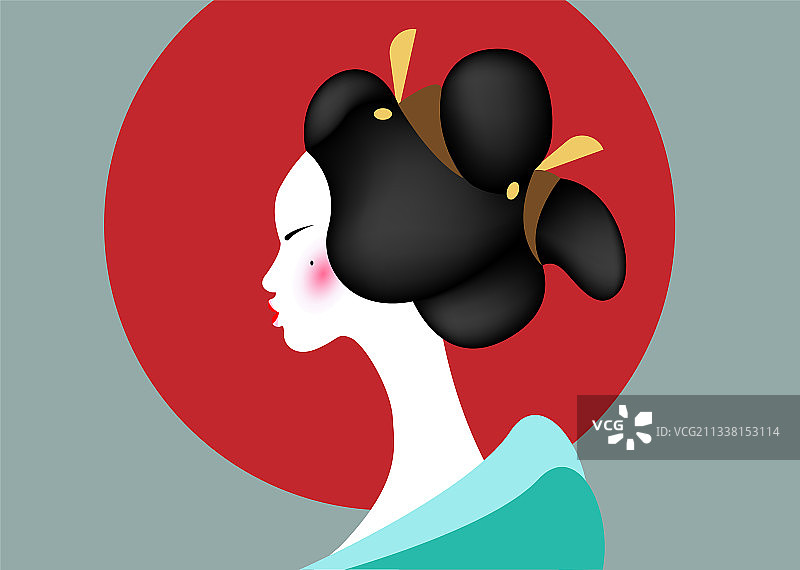 发髻日本少女人像图片素材