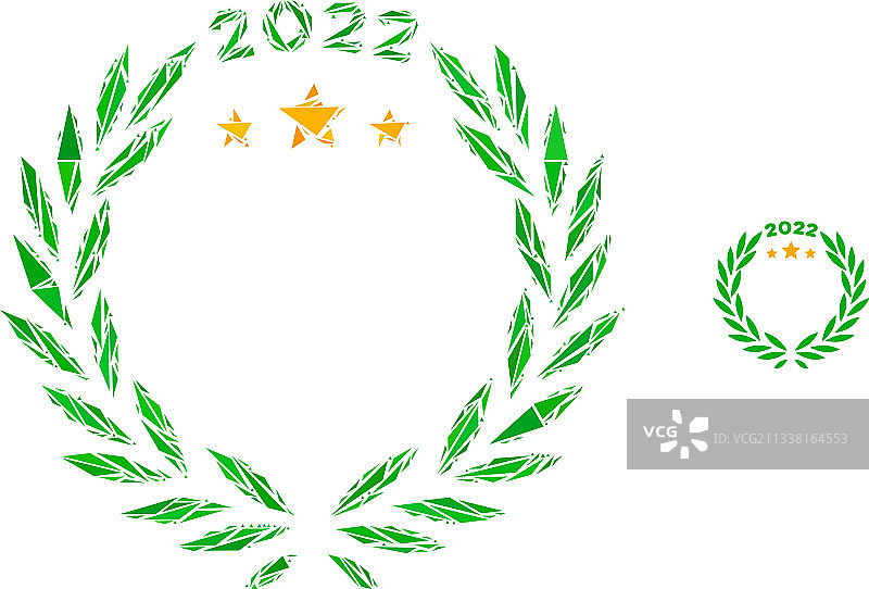 三角形马赛克2022桂冠花环图标图片素材
