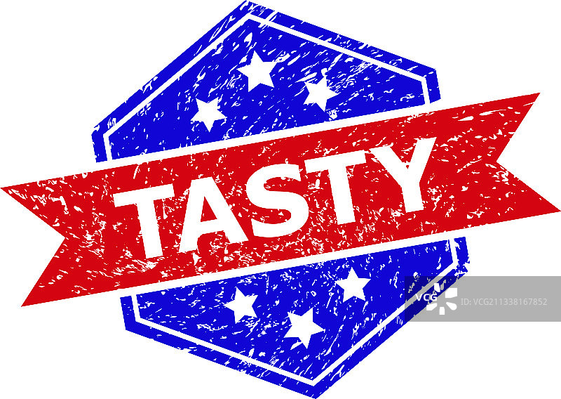 做旧表面六边形双色美味印章图片素材