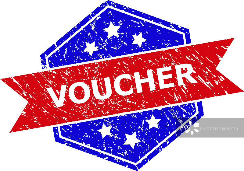 六角双色券邮票不洁图片素材