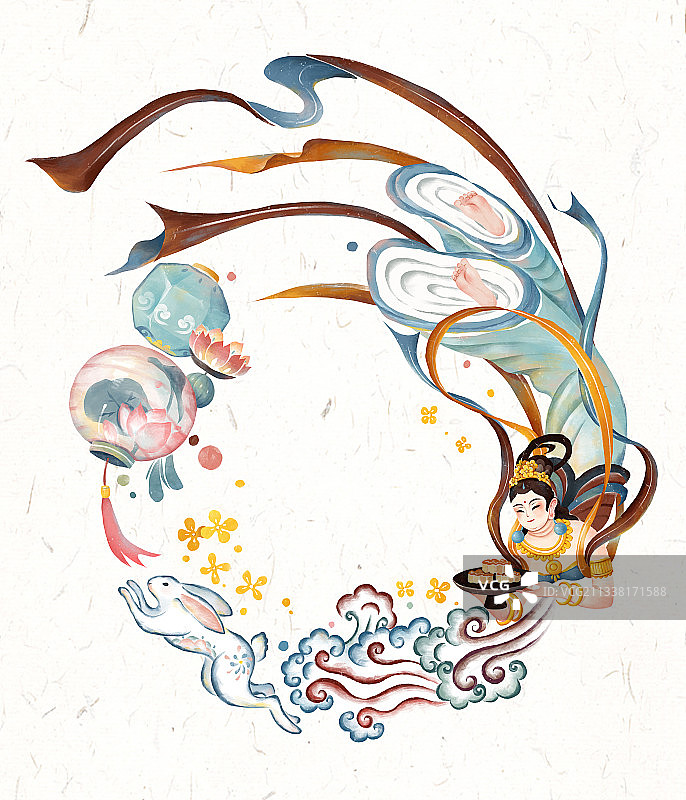 中秋节敦煌飞天图片素材