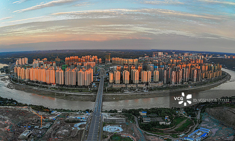 成都市简阳河东新区航拍图片素材