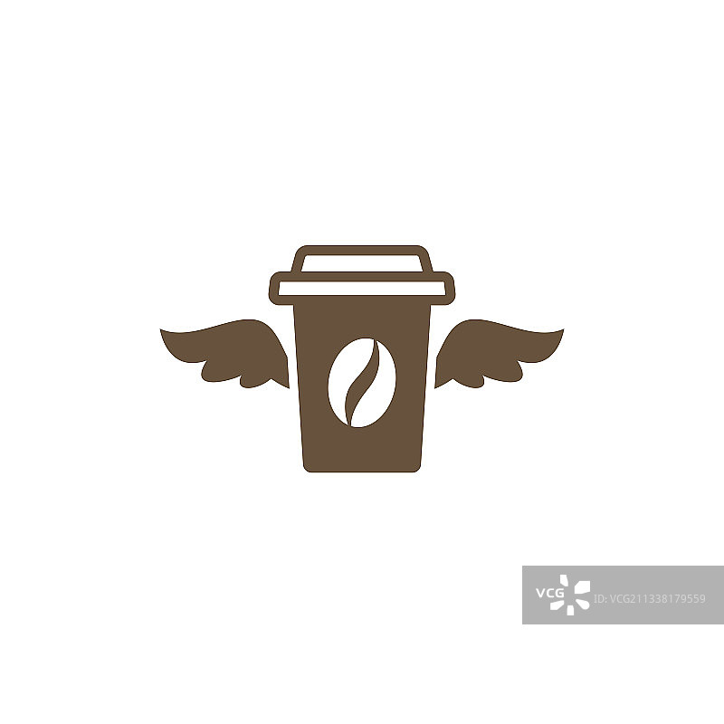 带盖杯托和翅膀的外卖咖啡图片素材