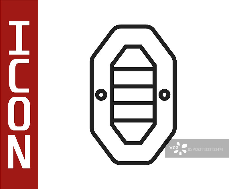 白色背景上的黑色线条漂流船图标图片素材