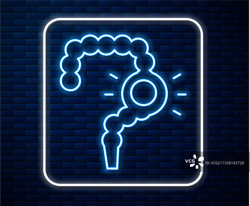 发光霓虹肠道便秘图标图片素材