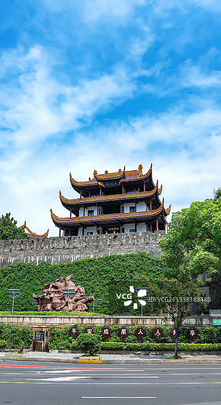 湖南长沙地标－天心阁古楼及古城墙图片素材