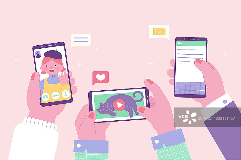 智能手机上的社交网络图片素材