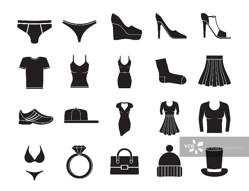 白色背景上的服装时尚图标图片素材