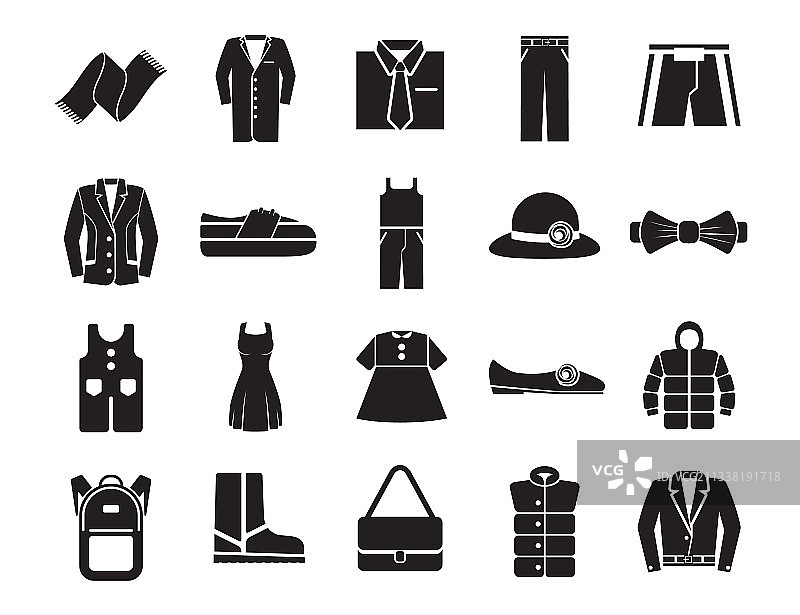 白色背景上的服装时尚图标图片素材