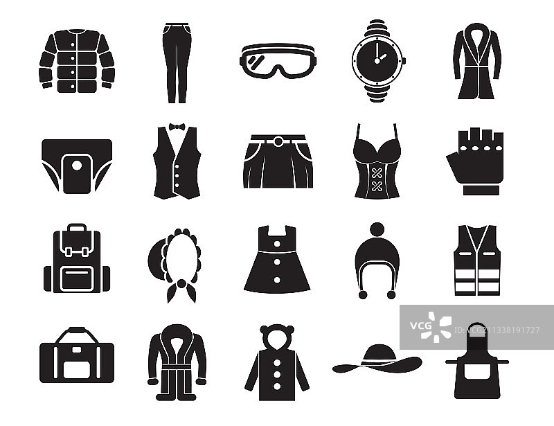 白色背景上的服装时尚图标图片素材