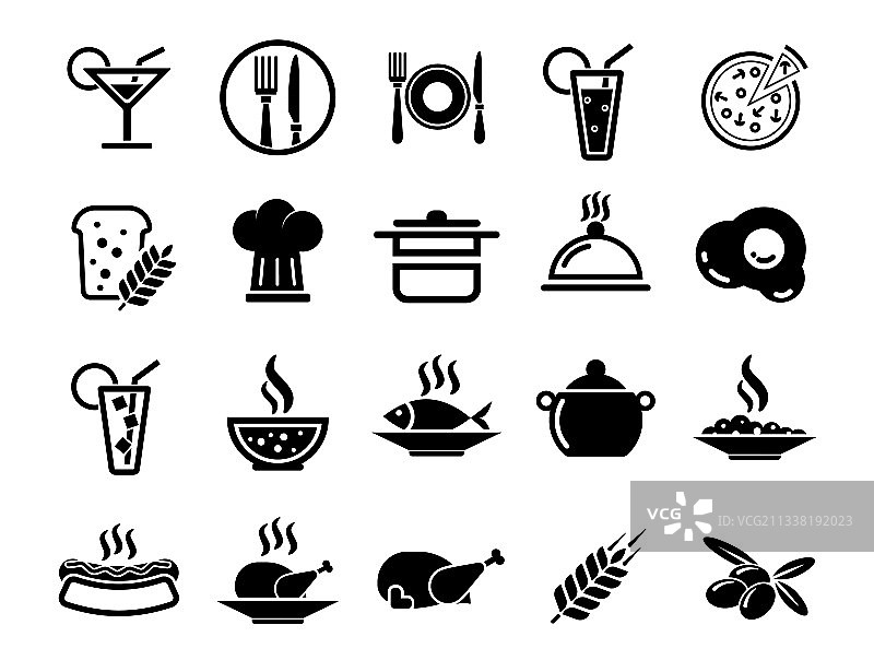 优雅的黑色饮料食品图标图片素材