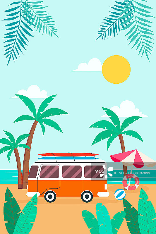 海边自驾游矢量插画图片素材