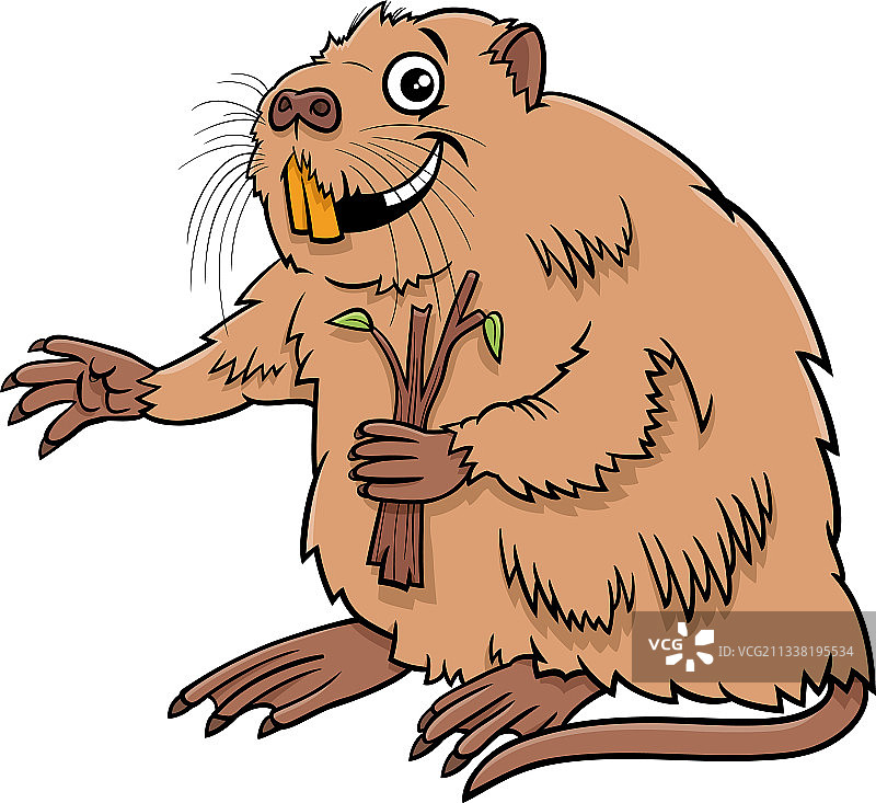 滑稽卡通河狸漫画动物形象图片素材