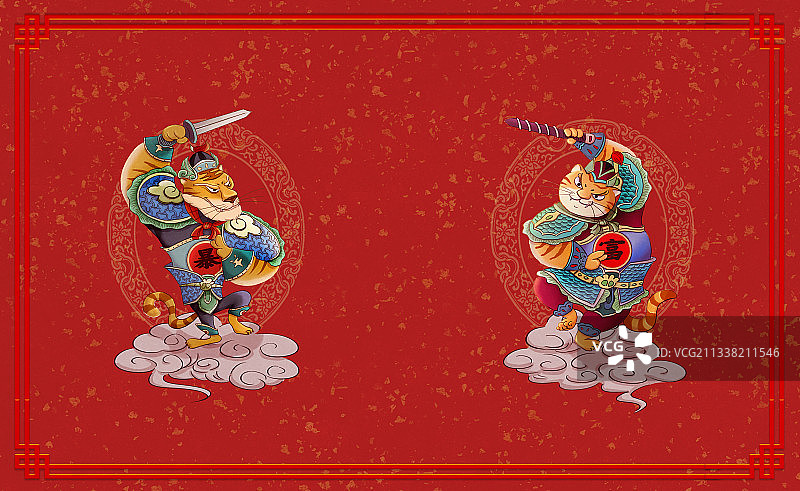 祥云上的虎门神图片素材
