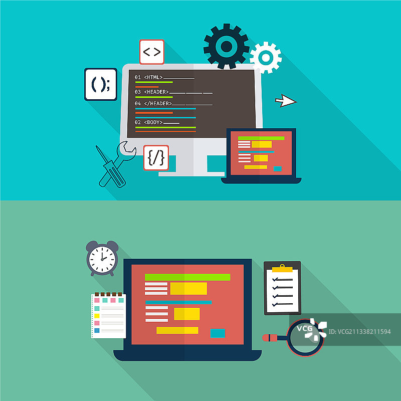 用于网页开发的扁平数字设备设计图片素材