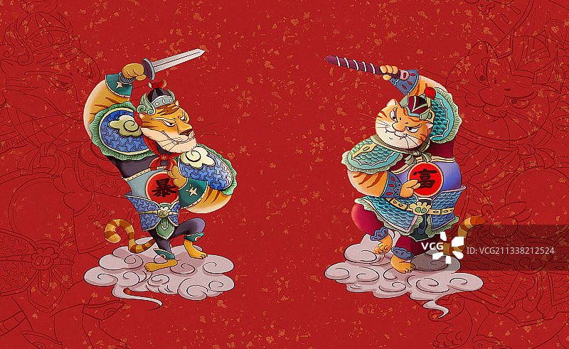 祥云上的虎门神图片素材