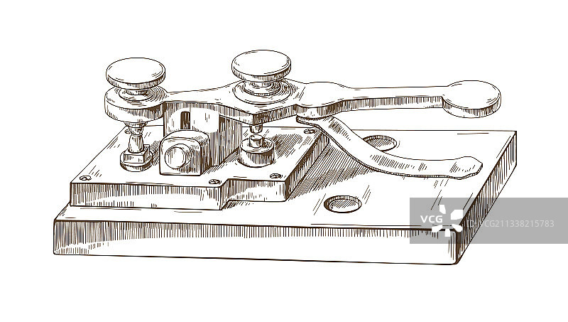 复古风格老式电报机速写图片素材