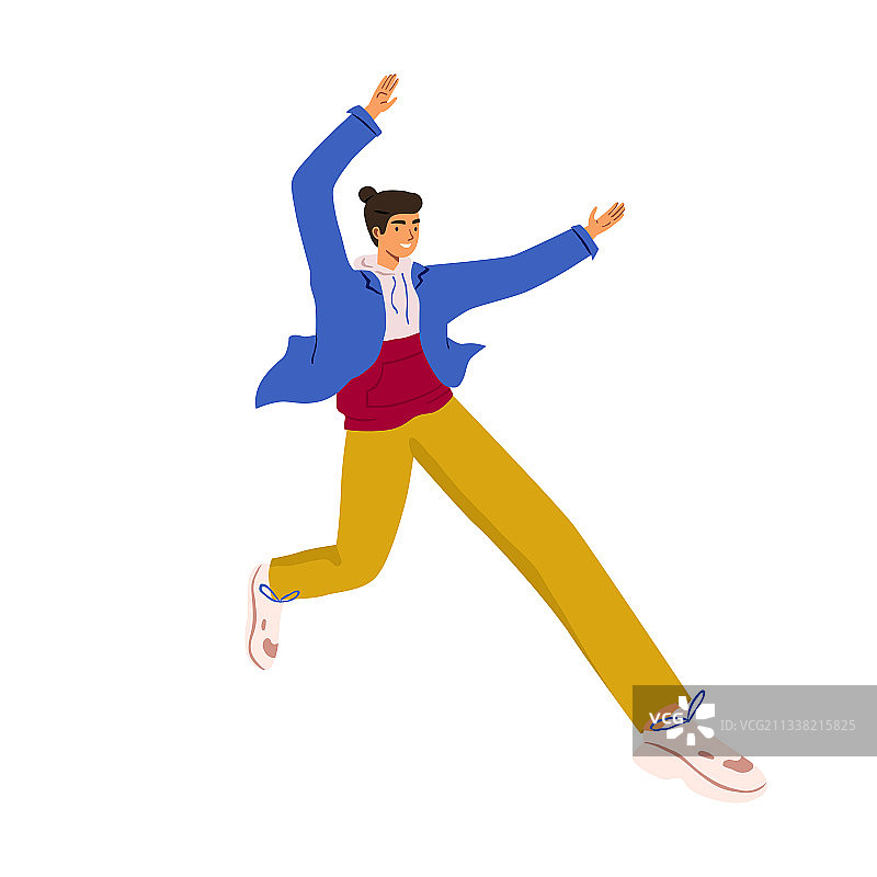 跳跃或行走的快乐年轻无忧男子图片素材