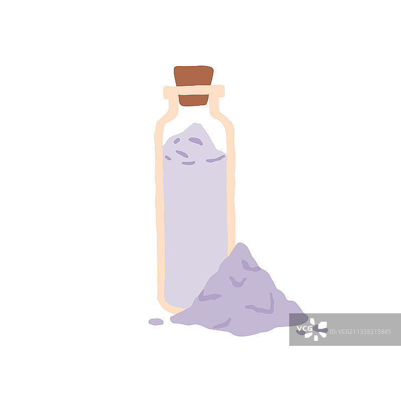 装满芳香浴盐的玻璃瓶图片素材