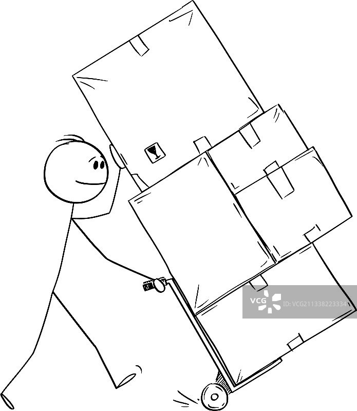 男人推手推车概念送货图片素材