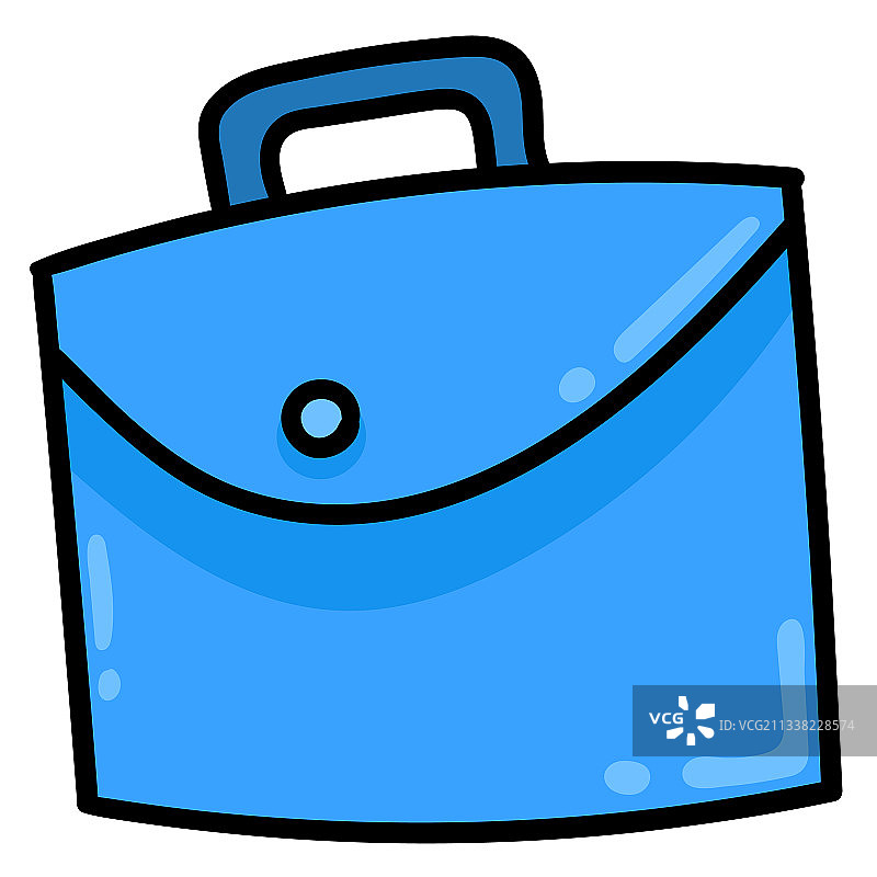 蓝色涂鸦风格的可爱公文包图片素材