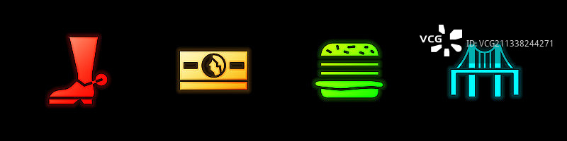 牛仔靴纸币现金汉堡套装图片素材