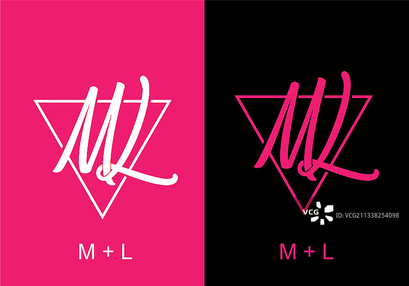 粉白色ML字母标志图片素材