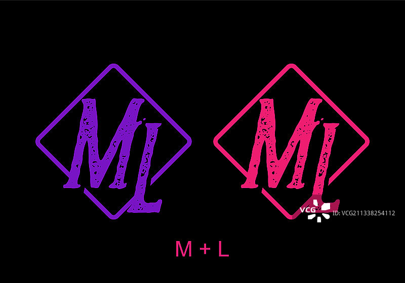 紫色和粉色ML首字母设计图片素材