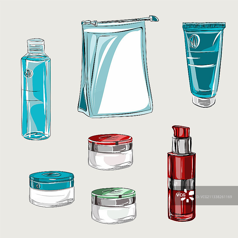 装饰性化妆品和化妆刷图片素材